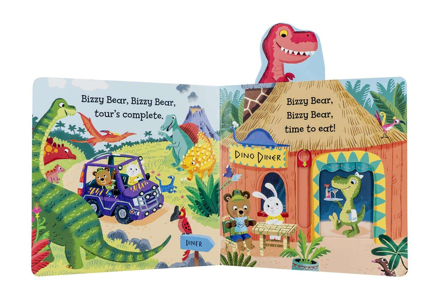 Board book- With Slider to push and pull - Bizzy Bear Dinosaur Safari Original