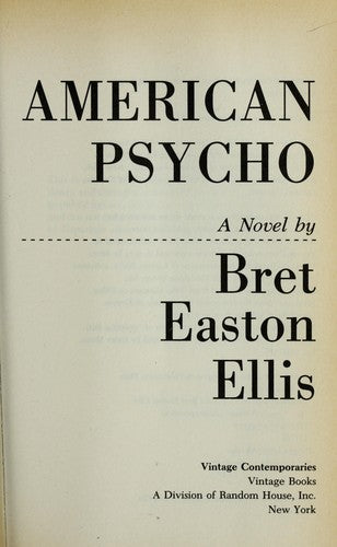 American Psycho by Bret Easton Ellis book cover