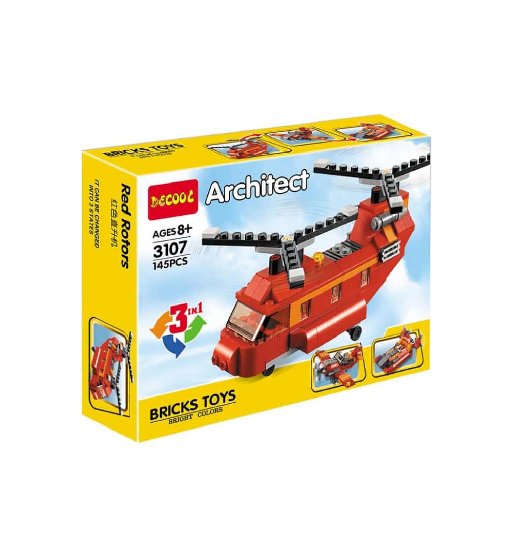 decool-145-pieces-3-in-1-architect-red-rotors-helicopter-diy-block-construction-set-toy-book-image-pakistan-bookstore
