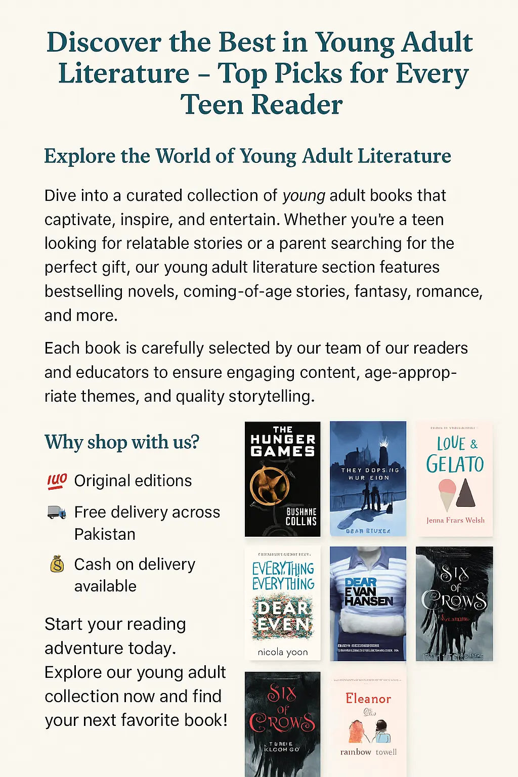 Best Young Adult Literature Books Collection – OnlineBooksOutlet Pakistan