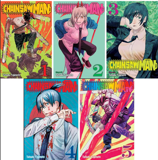 Chainsaw Man Manga Collection (Volumes 1-5) by Tatsuki Fujimoto | Complete Set - book cover