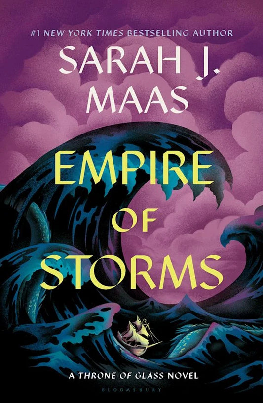 Empire of Storms by Sarah J. Maas - front cover of Throne of Glass book 5 paperback, available in Pakistan
