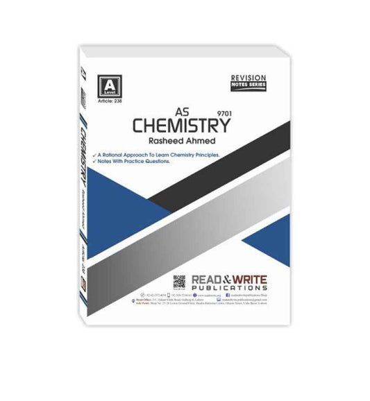 Cover photo of "AS Level Chemistry Revision Notes Art #238 Author(s): Rasheed Ahmed Read &amp; Write Publications" with same-day dispatch & no delivery fee.
